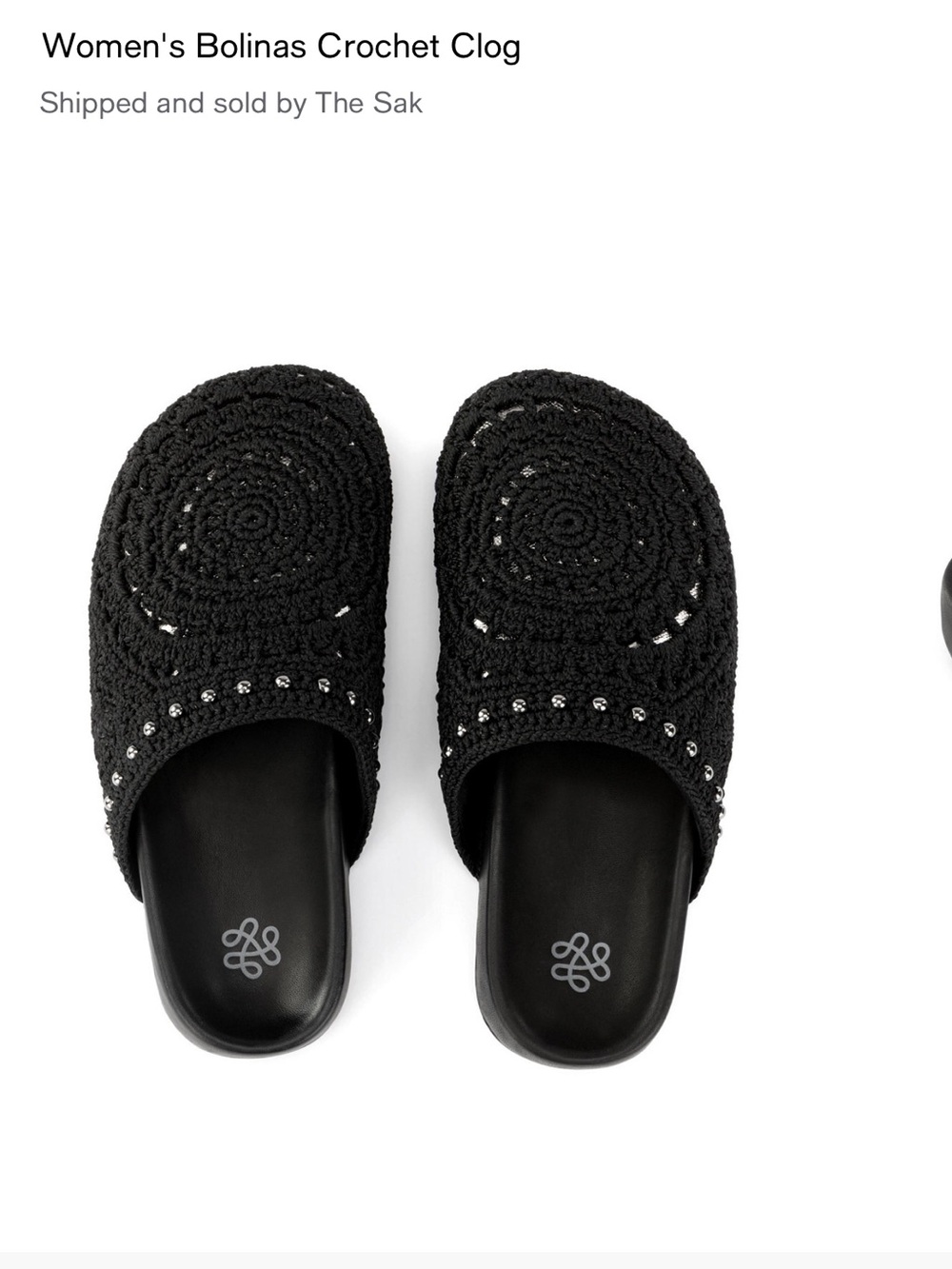 The Sak Black Crochet Slip-On Clog with Stud Detail